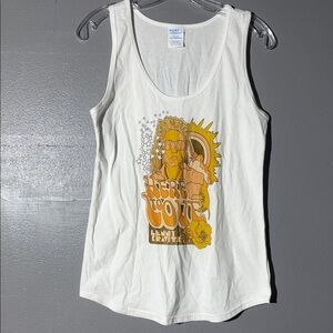 Port and Company White Tank Top with Yellow Graphic Design